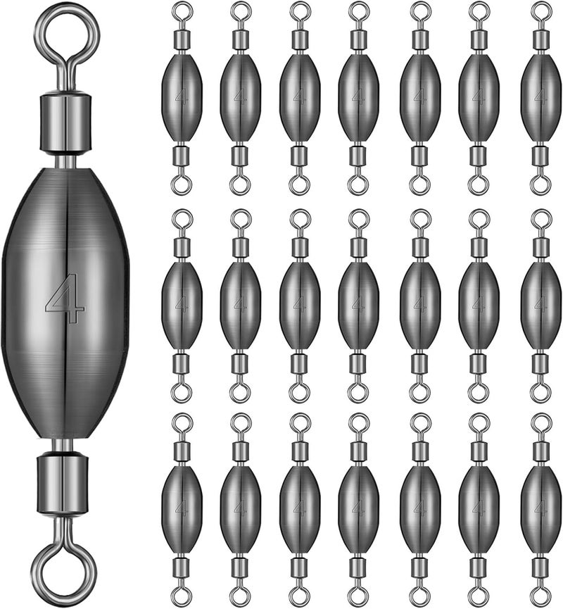 Seenelling 20 Pcs Brass Fishing Sinker Swivel Fishing Weights Saltwater Bullet Sinkers Drop Shot Weight Egg Sinkers with Swivel Rolling Removable Freshwater - Image 1